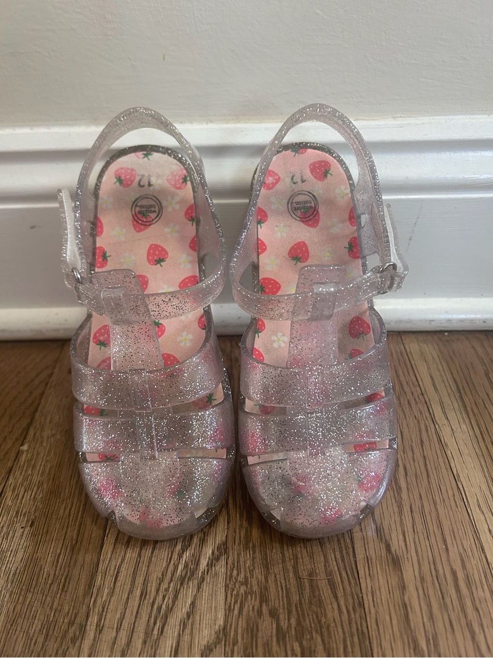 Girls Sz 12 Silver Sparkle Basket Jelly Sandals Fisherman Summer Beach Resort